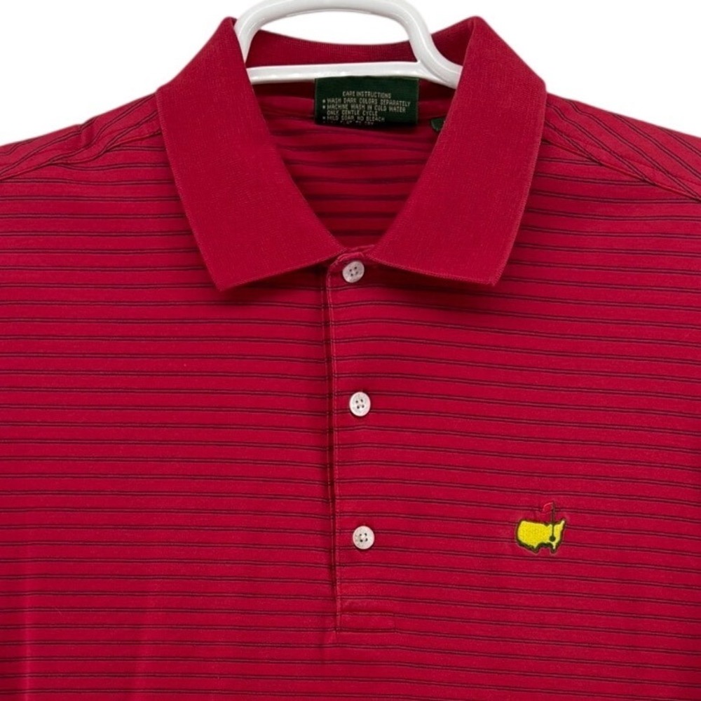 Amen Corner Masters Red Striped Pima Cotton Golf Polo Shirt Mens Size M
